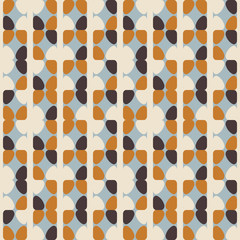 Geometric seamless pattern. Vector background with simple shapes like semi cirles and squares in neutral muted pastel colors.