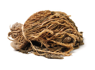 plum dried vegetables on white background