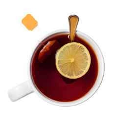 Cup of tea with lemon isolated