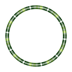Round frame vector vintage pattern design template. Circle border designs plaid fabric texture. Scottish tartan background for collage art, gif card, handmade crafts.