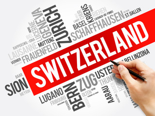 List of cities and towns in Switzerland, business concept background