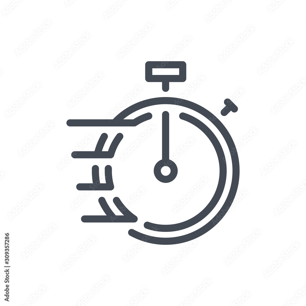 Poster fast time stopwatch line icon. speed timer vector outline sign.