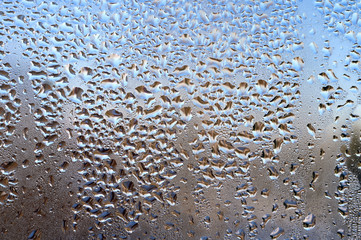 Drops on glass. Close-up background