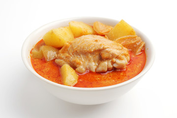 chicken mussaman curry white background