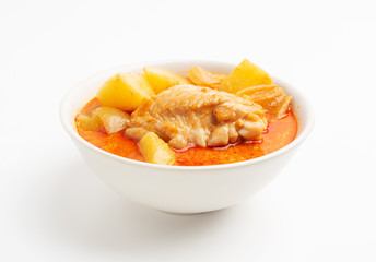 chicken mussaman curry white background