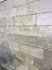 a wall made of smooth white limestone