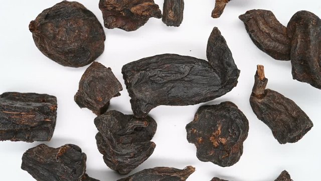 top view herb medicine ShouWu or Polygoni Multiflori Radix or Tuber Fleeceflower Root rotate and pause