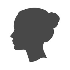 Vector woman face in profile. Portrait of girl looking side and front angles. line sketch isolated illustration on white.