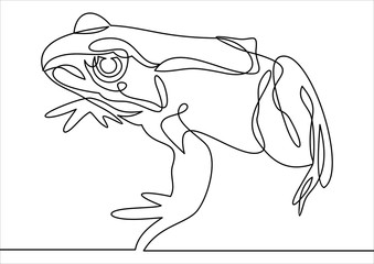 Frog one line drawing, Continuous one line drawing. Black and white illustration. Concept for logo, card, banner, poster, flyer