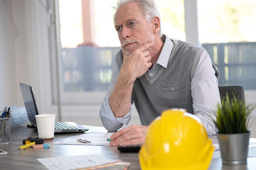 Architect thinking about a project