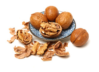 walnuts on a white background