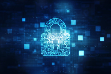 2d illustration Safety concept: Closed Padlock on digital background