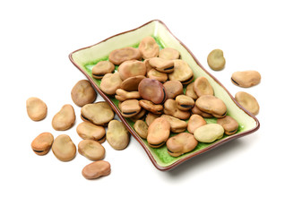 Fava beans,Vicia faba on white background