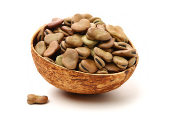 Fava beans,Vicia faba on white background