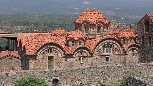 Impressions of the Moni Panagia Pantanassa Monastery in the medieval, byzantine "castletown" of Mystras, close to Sparta town, Lakonia, Peloponnese.