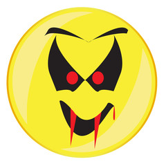 Vampire Smile Face Button Isolated
