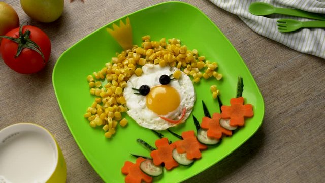 Healthy Food Art Snack for Kids. Cute face on a plate