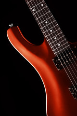 red elctric guitar close up