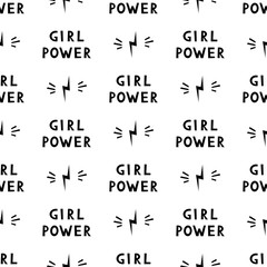 Girl power. Inspirational quote pattern design. Motivational phrase. Feminist quote. Vector illustration. - 309361645
