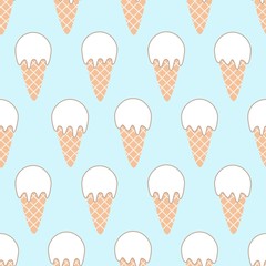 Iice cream pattern. Seamless pattern with ice-cream cone. Vector illustration. - 309361668