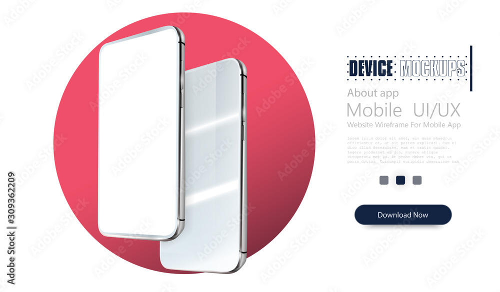 Leinwandbilder smartphone frame less blank screen, rotated position. 3d isometric illustration cell phone. smartpho