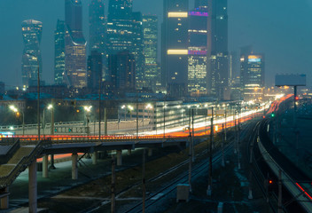 Fototapeta premium Night highway in Moscow