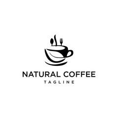  natural coffee vector logo. coffee cup design