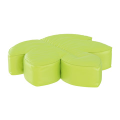 Green leather pouf in the shape of a sheet on a white background. 3d rendering