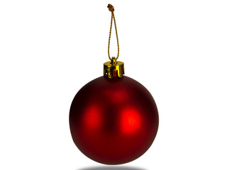 Red Christmas ball on white background. (clipping path)