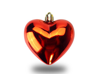 Christmas heart shape ornament on white background. (clipping path)