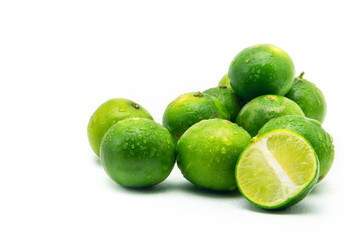 Fresh lime with isolated on white background.