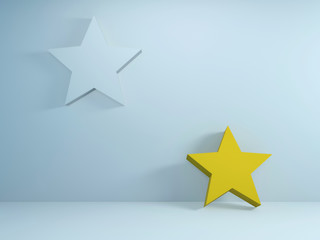 Obraz premium 3d abstract blue background with star; simple mock up scene with minimal design elements 3d rendering, 3d illustration