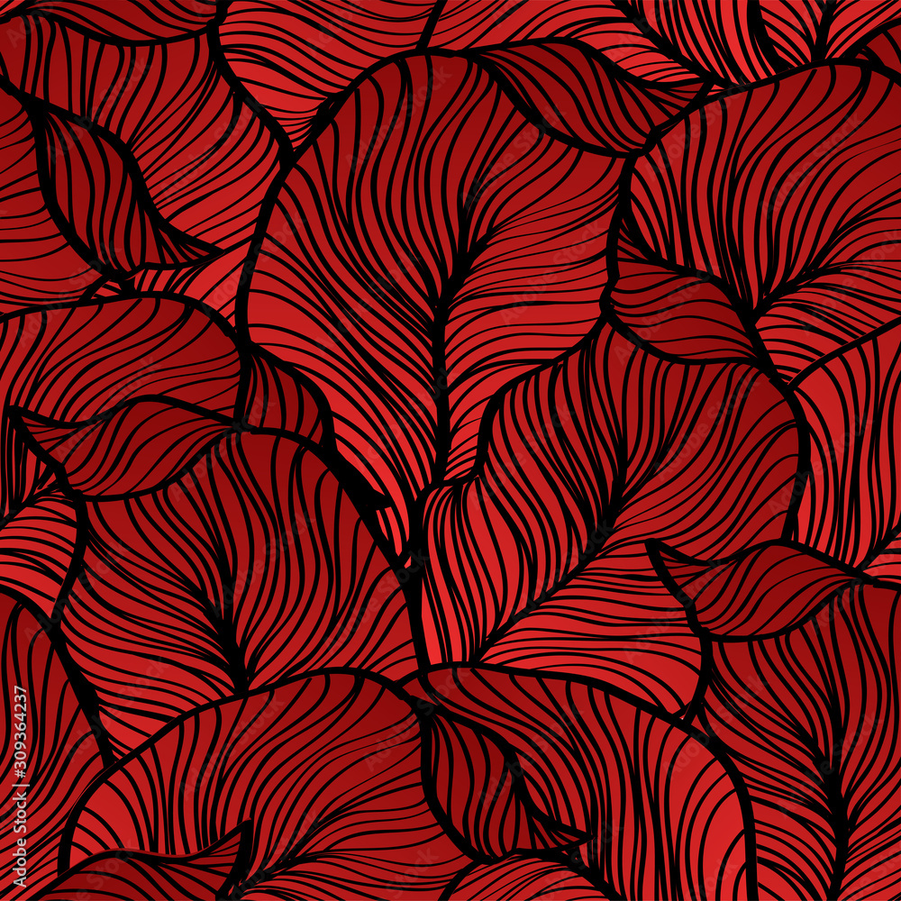 Poster vector illustration retro seamless pattern with abstract leaves