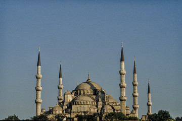 Fototapeta na wymiar The top of blue mosque Istanbul