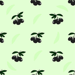 Cute seamless pattern.Olives on a beautiful background with the inscription. Vegetarian elements for your design.