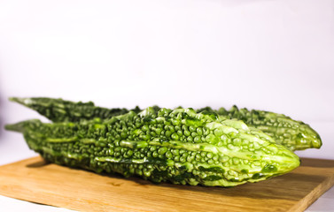 A green beautiful bitter gourd with good texture