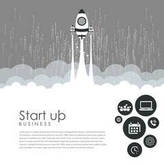 Creative illustration of business startup black and white concept