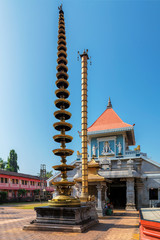 Indian Temple in GOA, India. The opulent Mahalsa temple is one of the most famous temples in Ponda, Goa.