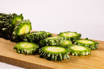 A green beautiful bitter gourd with good texture