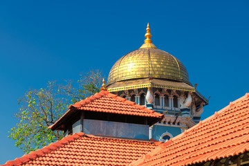 Golden dome of Hindu Temple in Ponda, GOA, India.