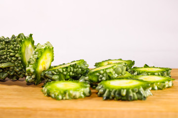 A green beautiful bitter gourd with good texture