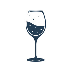 Wineglass black icon. Wine glass glyph silhouette. The symbol of alcoholic drinks. Vector illustration flat design. Isolated on white background. Bar sign.