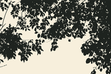 tree and branches silhouette. detailed vector illustration