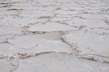 Badwater Basin panoramic view in Death Valley National Park is the lowest point in North America