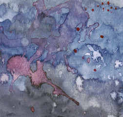 Watercolor abstraction, gray, cyan, pink,Magenta, purple, space, sky, drops, spots, gradient, burst, splash, explosion