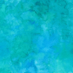 Watercolor abstraction, nature, sky, sea, ocean, green, blue,turquoise, drops, spots, gradient, burst, splash, texture.