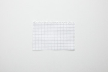 top view of empty paper isolated on white