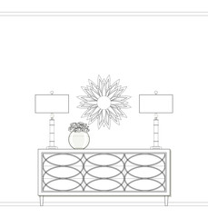 Coloring of dresser with mirror and lamps in art-deco style