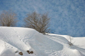 Mount Hermon with snow. The ski resort. Israel