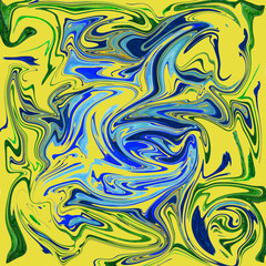 abstract  yellow and blue background with marble effect. Liquid effect. Print, packaging, wallpaper design